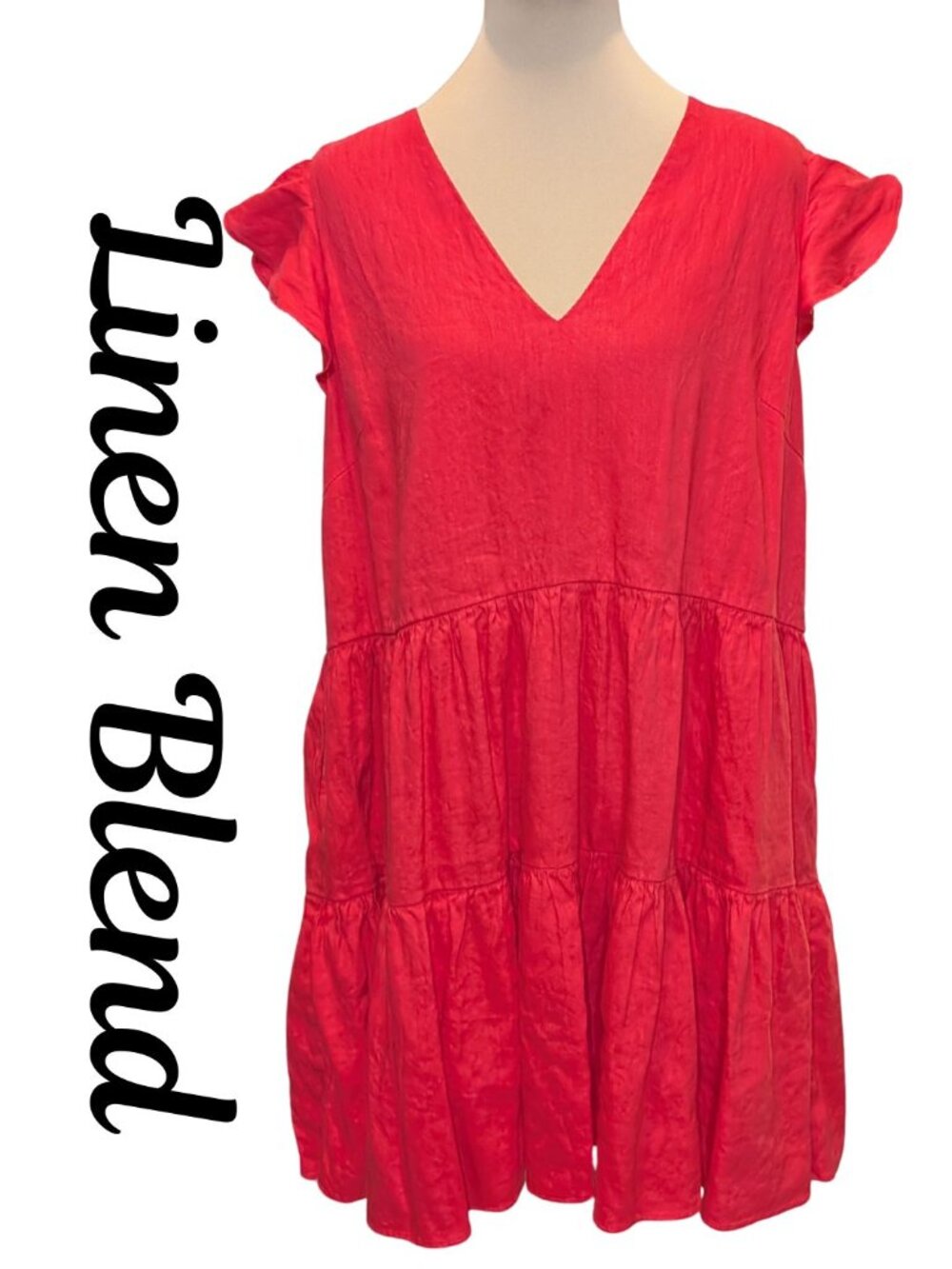 Antonio Melani Linen Blend Tiered Dress
